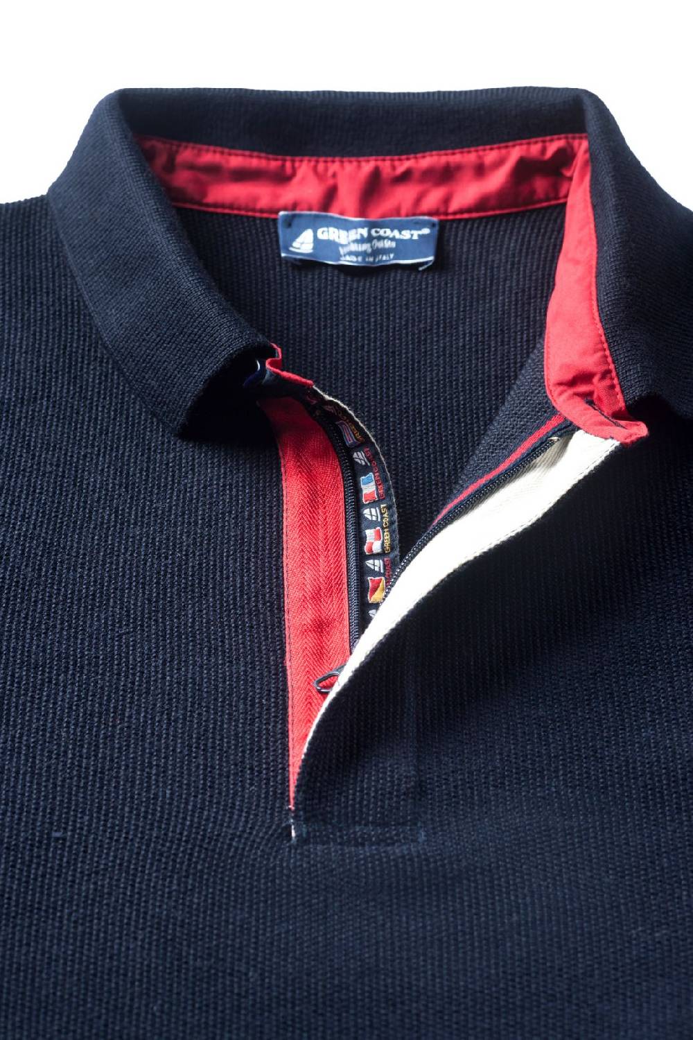 Green Coast Polo con zip green coast blu modern fit made in italy Sconto di tempo limitato