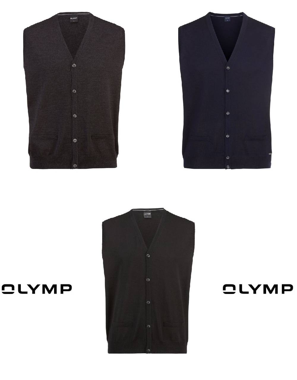 Olymp Gilet abbottonato con tasche olymp il lana merino pettinata Fornitura limitata