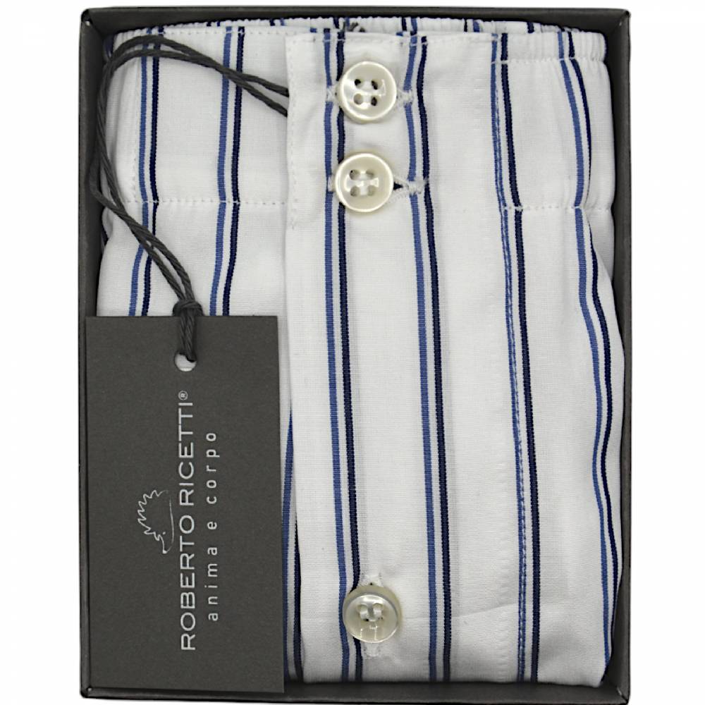 Roberto Ricetti BOXER DB1 SUPPORT - BIANCO CON RIGA BLU E NERA