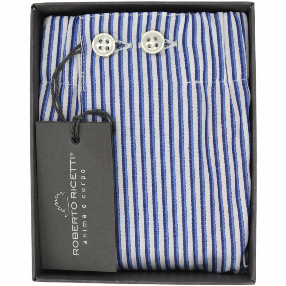 Roberto Ricetti BOXER UOMO CLASSIC - BIANCO RIGA BLU E NERA Sconto