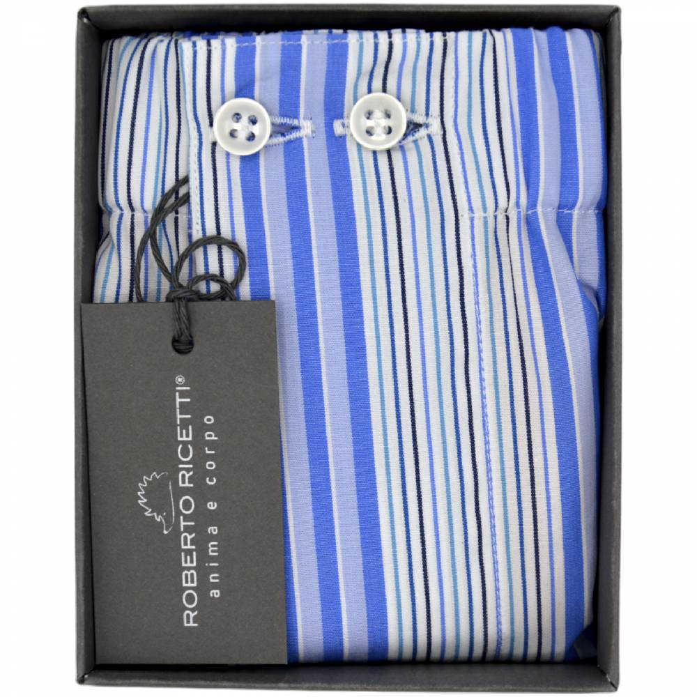 Roberto Ricetti BOXER UOMO CLASSIC - MULTIRIGA AZZURRA BIANCA BLU Offerta