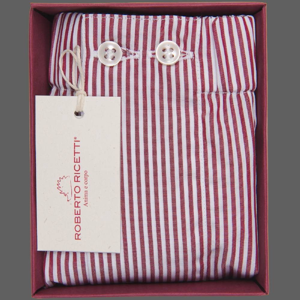 Roberto Ricetti BOXER UOMO CLASSIC - BASIC - CONTINUATIVO - RIGA BORDEAUX In Vendita