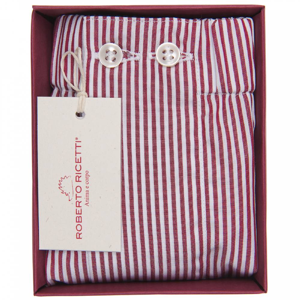 Roberto Ricetti BOXER UOMO CLASSIC - BASIC - CONTINUATIVO - RIGA BORDEAUX In Vendita