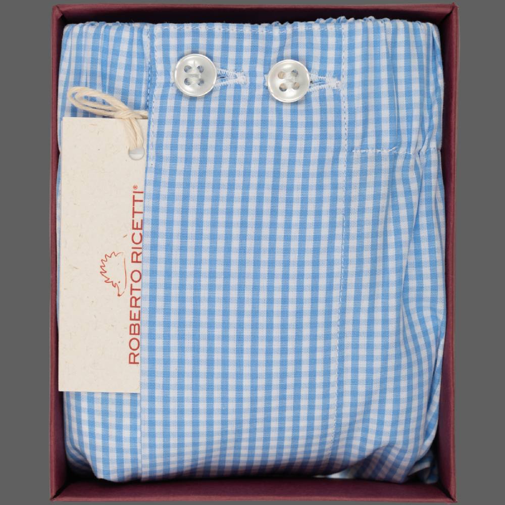 Roberto Ricetti BOXER UOMO CLASSIC - BASIC - CONTINUATIVO - VICHY AZZURRO Vendita Economica