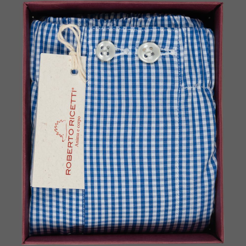 Roberto Ricetti BOXER UOMO CLASSIC - BASIC - CONTINUATIVO - VICHY BLU I Più Venduti