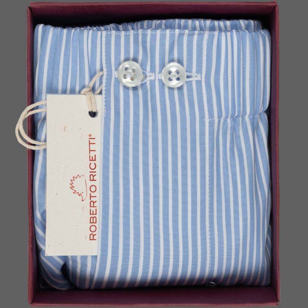 Roberto Ricetti BOXER UOMO CLASSIC - BASIC - CONTINUATIVO - RIGA FONDO AZZURRO Vendite Flash