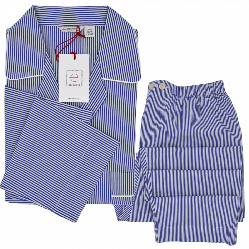 Roberto Ricetti PIGIAMA ESSENTIAL LUNGO - RIGA BIANCA E BLU Shopping Online