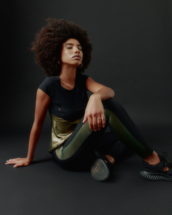 Sàpopa Wake up Fleece Metallic Leggings Nuovo