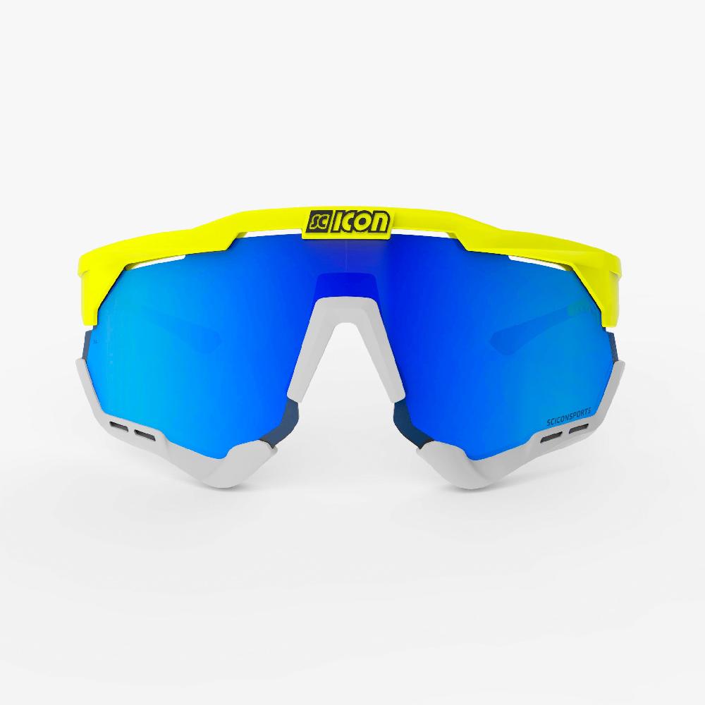 Scicon Aeroshade XL Occhiali Ciclismo Giallo Fluo/Blu Consegna Veloce