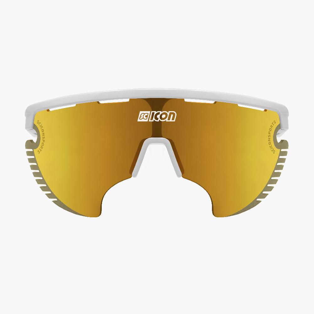 Scicon Occhiali Sportivi Aerowing Lamon Bianchi/Lente Bronzo Specchiata Sottocosto