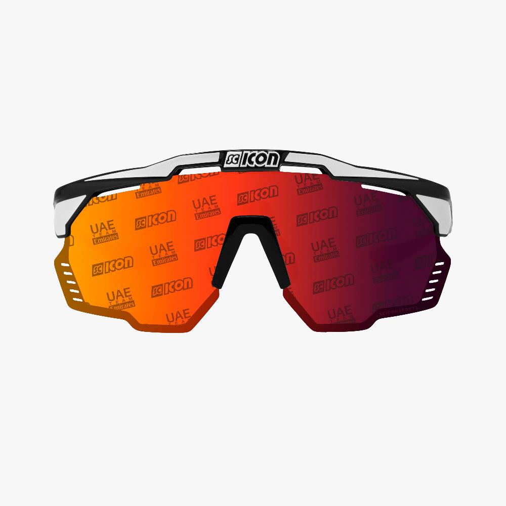 Scicon Occhiali Sportivi Aeroshade Kunken Nero Bianco/Lenti Rosse Nuovo
