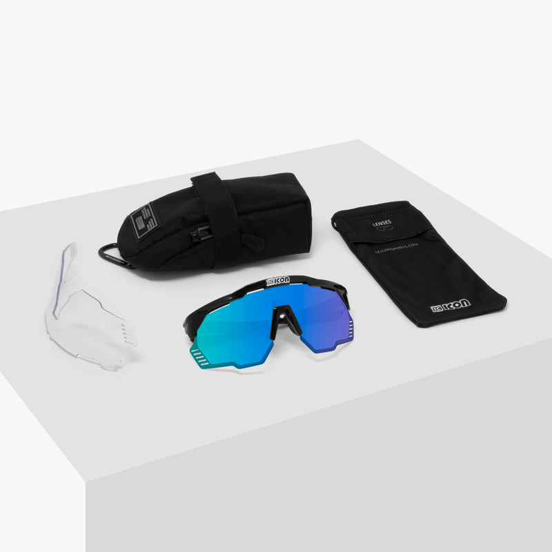Scicon Aeroshade Kunken Occhiali Ciclismo Carbon Opaco/Blu Vendita Economica