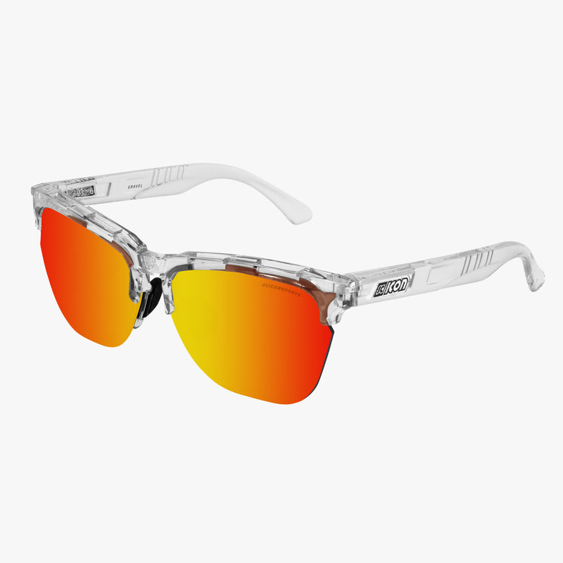Scicon Occhiali da sole Gravel Cristallo/Lenti Rosse Specchiate Smaltimento dello stoccaggio
