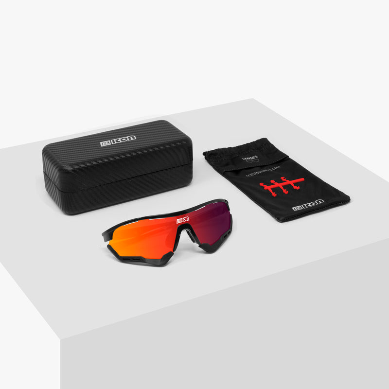 Scicon Aerotech XL Occhiali Sportivi Nero/Rosso Qualità