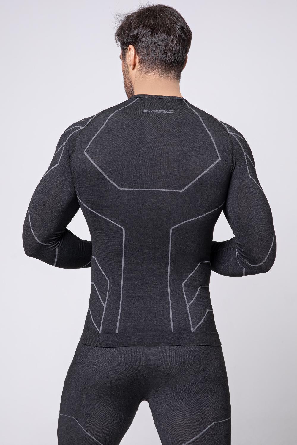 Spaio SPAIO MAGLIETTA CON MANICHE LUNGHE "RAPID" UOMO NERO/GRIGIO Economico