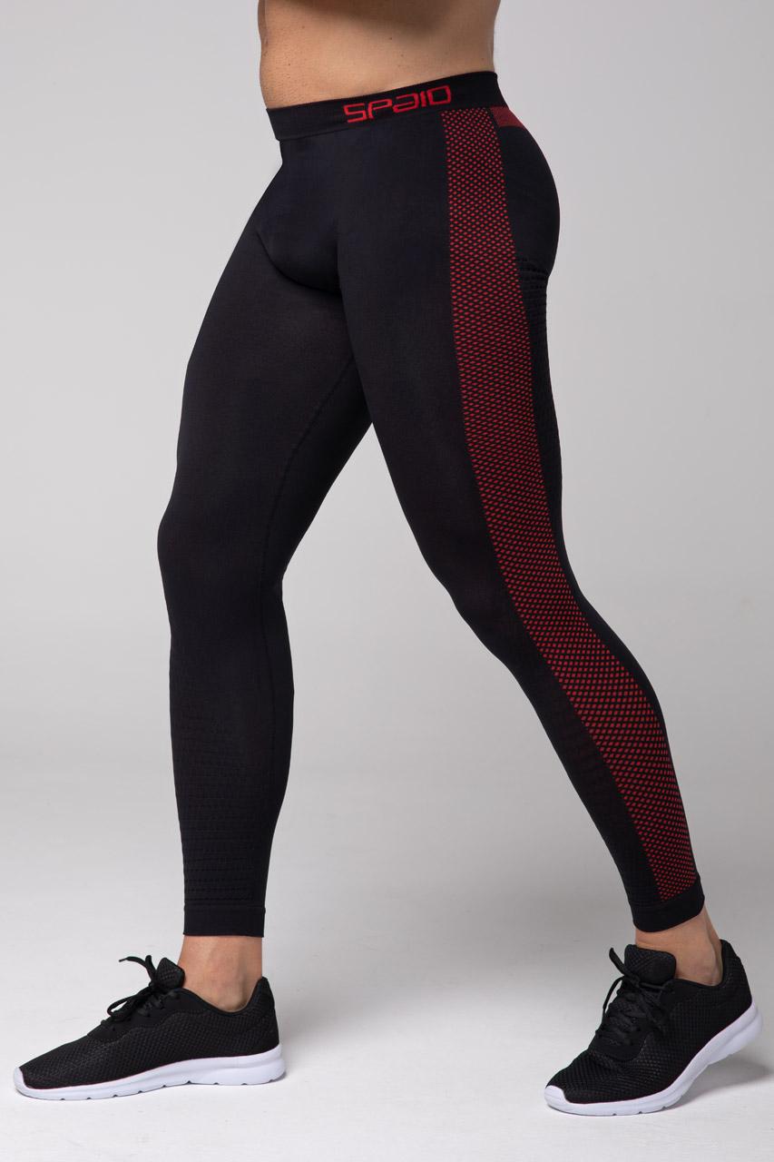 Spaio SPAIO LEGGINGS TERMOATTIVI "FIERCE" NERO/ROSSO Saldi Di Fabbrica